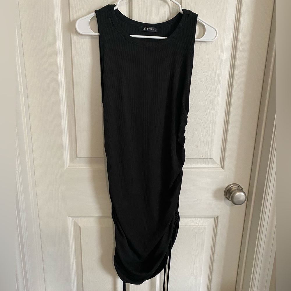 Ribbed Mini Dress with String Sides